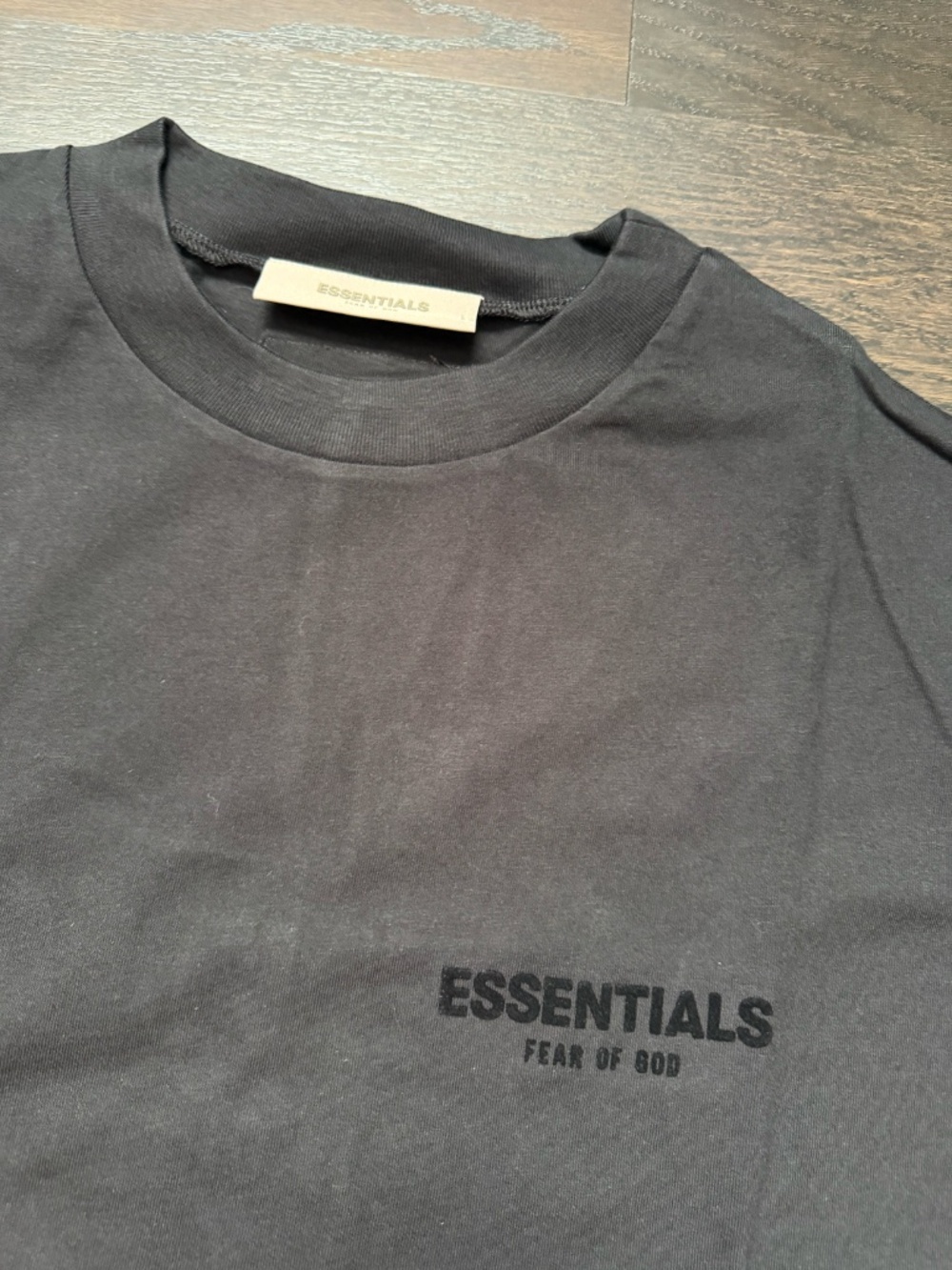 Fear Of God Essentials T-Shirt SS22 Stretch Limo Black Size Medium - Picture 3 of 4
